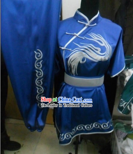 Silk Embroidered Crane Martial Arts Competiiton Uniform