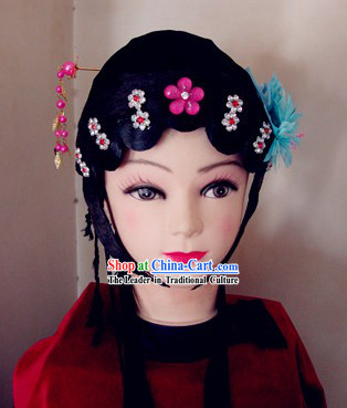 Black Chinese Opera Hua Dan Wig