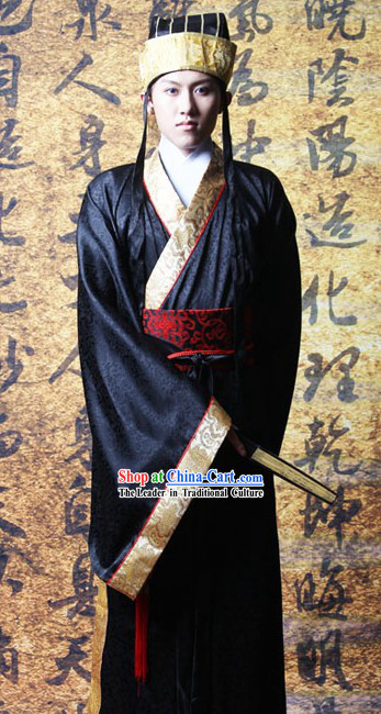 Traditional Chinese Hanfu Clothing and Hat for Men