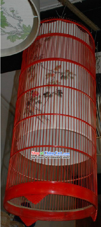 Ancient Qing Dynasty Antique Style Hand Painted Birdcage Lantern Set