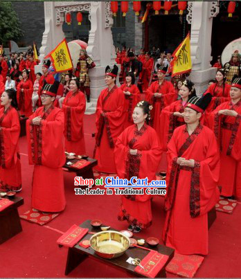 Ancient Chinese Wedding Clothing and Hat for Men and Women