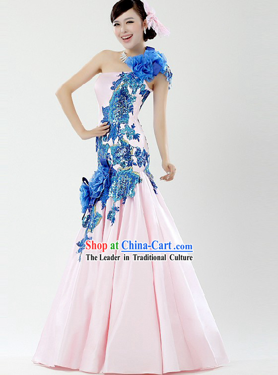 Chinese Light Pink Wedding Evening Dress