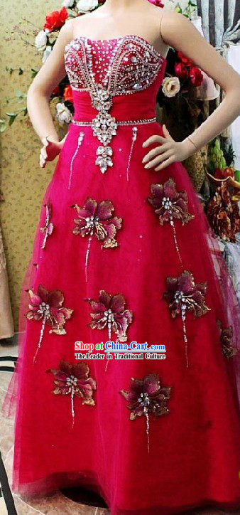 Shinning Chinese Wedding Ceremony Evening Dress