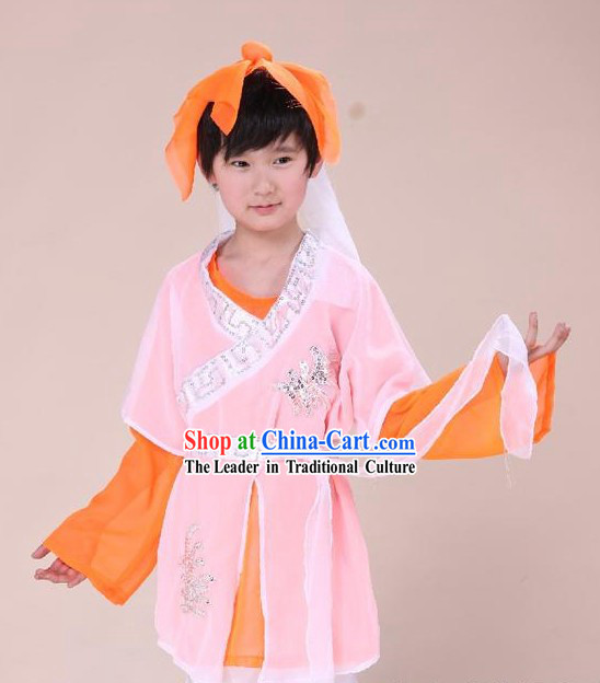 Ancient Chinese School Student Costume and Headpiece for Children