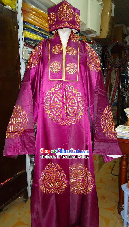 Ancient Chinese Rich People Costume and Hat for Men