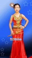 Traditional Thailand Red Dance Costume for Women