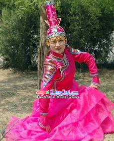 Traditional Chinese Mongolian Female Clothing and Hat