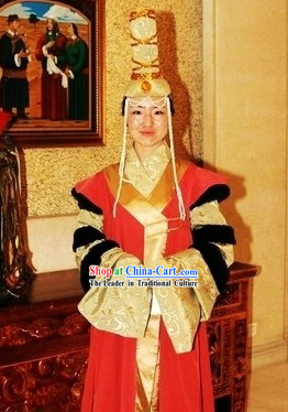 Ancient Chinese Mongolian Clothes and Hat for Women