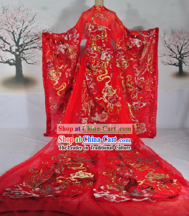 Princess Classic Auspicious Brides Phoenix Wedding Dress Complete Set for Women