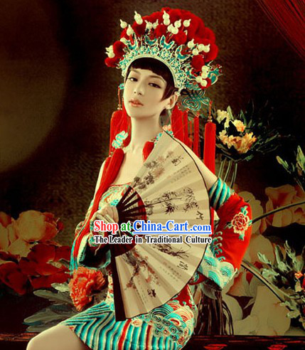 Chinese Classic Wedding Phoenix Crown and Dragon Clothes for Women