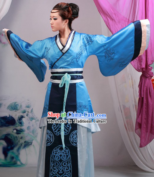 Ancient Chinese Blue Hanfu Clothing for Woman