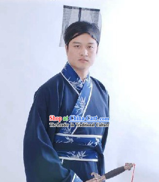 Ancient Chinese Hanfu Clothing and Hat for Men