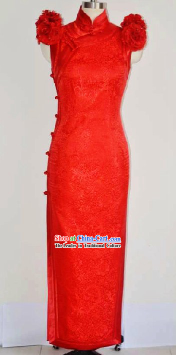 Chinese Classic Red Wedding Cheongsam for Brides