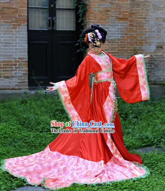 Ancient Chinese Empress Costumes and Headpiece for Children