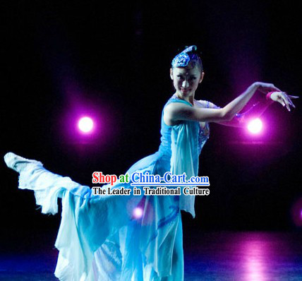 Traditional Chinese Classical Solo Dance Costumes and Headwear Complete Set for Women