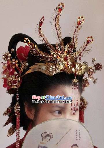 Ancient Chinese Imperial Palace Tang Dynasty Princess Phoenix Wedding Hair Accessories Complete Set