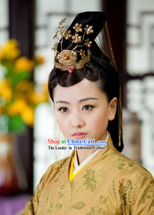 Ancient Chinese Imperial Palace Royal Official Hair Accessories and Wig Complete Set