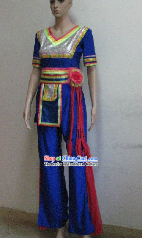 China Ethnic Costume and Headdress Complete Set