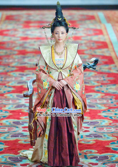 Traditional Ancient Chinese Wig and Headdress Set