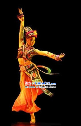 Chinese Dai Clothes and Headdress Complete Set for Women