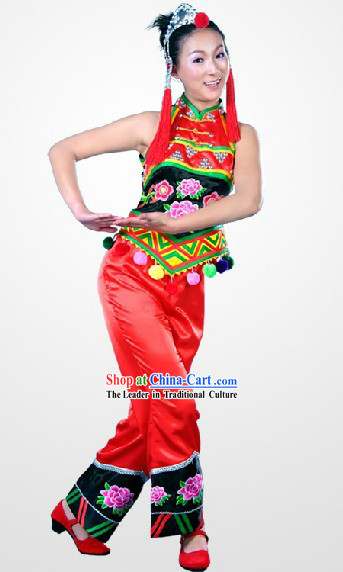 China Ethnic Clothes and Hat Complete Set for Women