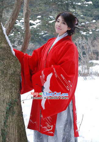 Chinese Traditional Wedding Hanfu Clothing with Crane Embroidery