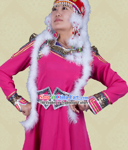 Traditional Chinese Mongolian Suit and Hat Complete Set for Women