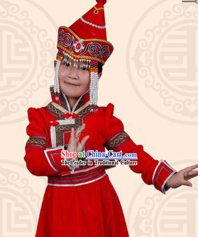 Mongolian Princess Clothing and Headwear for Children