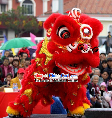 Happy Lunar New Year Supreme Grand Opening and Happy Celebration Red Lion Dance Costume Complete Set