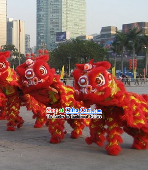 Lucky Red Happy New Year Handmade Hok San Lion Dance Costumes Complete Set