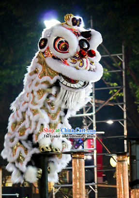 Supreme White Fur Opening and Celebration Lion Dance Costume Complete Set