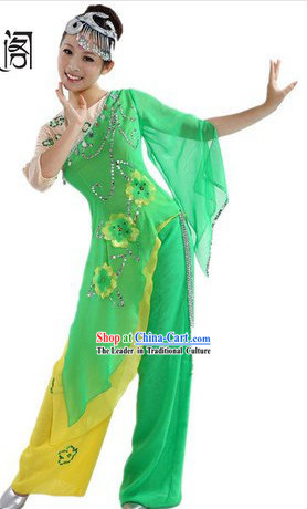 Chinese Green Leaf Costumes and Headpiece for Ladies