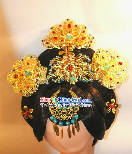 Tang Dynasty Chinese Imperial Empress Wig and Hair Accessories Set