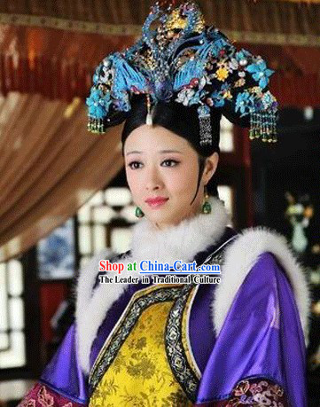 Purple Qing Dynasty Imperial Empress Winter Clothing Complete Set for Women