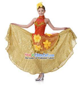 Chinese Modern Dance Costumes and Headpiece for Women