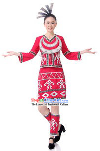 Traditional Gaoshan Tribe Clothing and Headpiece for Women