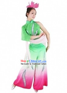 Traditional Chinese Lotus Dance Clothing and Hat for Women