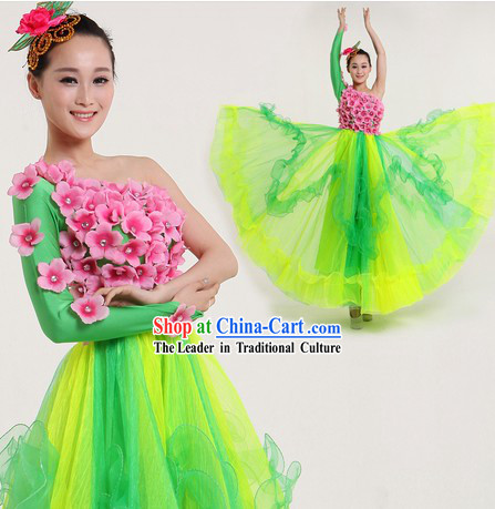 Traditional Chinese Flower Contemporary Costumes and Headpiece for Women