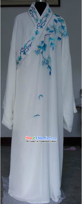 Ancient Chinese Opera White Long Sleeve Robe for Men