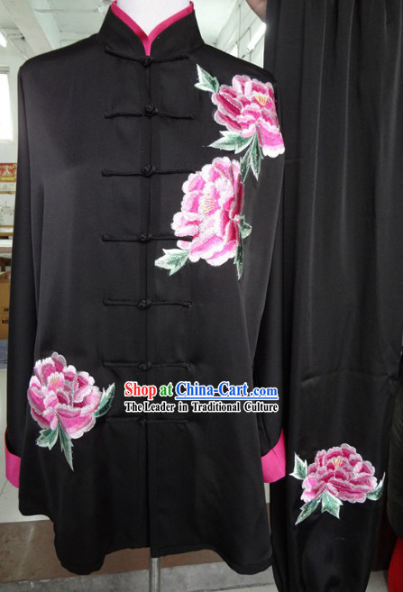 Traditional Chinese Black Peony Kung Fu Martial Arts Clothes