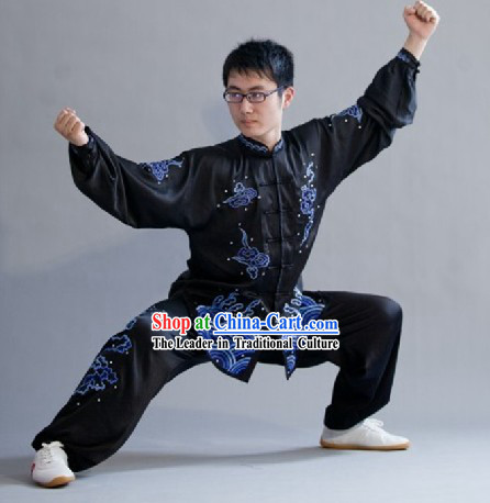 Traditional Chinese Black Kung Fu Tai Chi Martial Arts Uniform