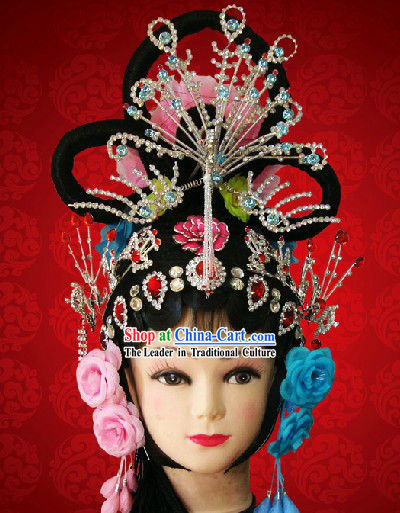 Chinese Classic Phoenix Coronet Hair Accessories and Long Wig