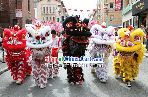 Supreme Chinese Traditional Lion Dance Costume Five Sets