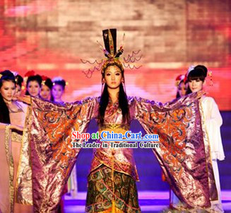 Ancient China Queen Clothes and Head Pieces Full Set