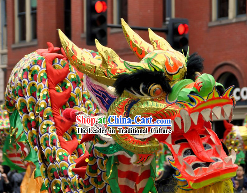 Chinese New Year Customs Community Ceremonial Dragon Dancing Costumes for Nine to Ten People