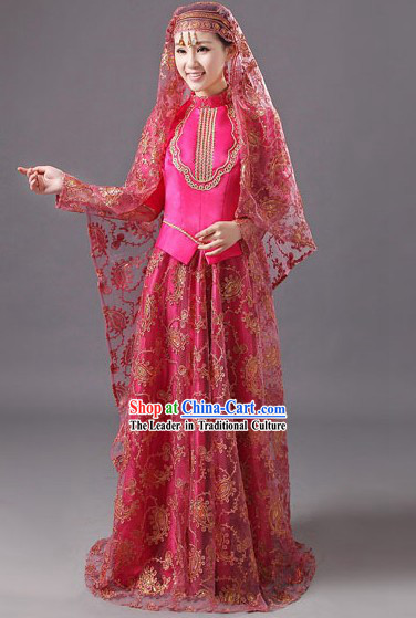 Ancient Chinese Muslim Hui Minority Wedding Dress for Brides