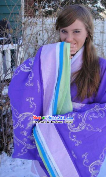 Free Shipping Worldwide Ancient Chinese Purple Imperial Princess Embroidery Phoenix Clothing