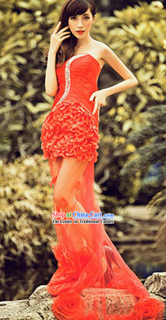 2013 New Design Sexy Red Wedding Evening Dress Attire