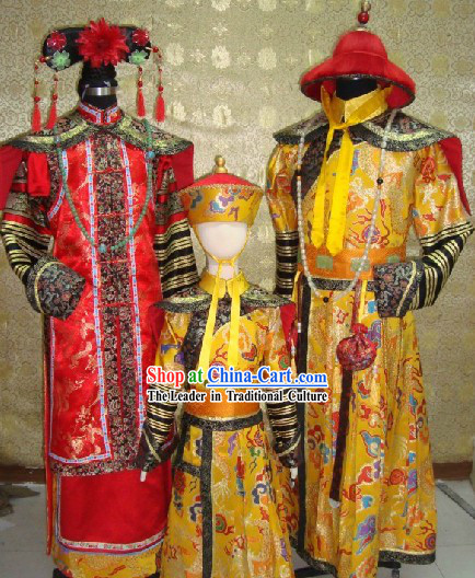 China Imperial Family Emperor Clothes Empress Costumes and Prince Clothing 3 Complete Sets