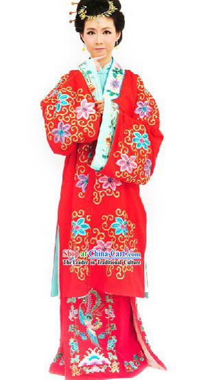 Traditional Chinese Beijing Opera Embroidered Qing Yi Costumes and Headpiece for Women